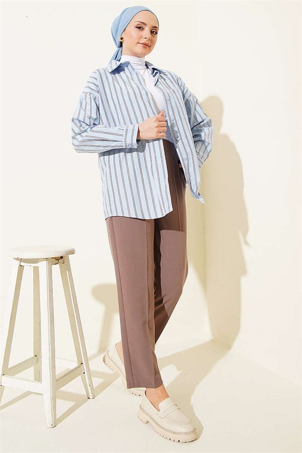 Carrot Pants with Waist Darts, Mink Color