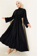 Waist Darted Rope Belted Dress Navy Blue