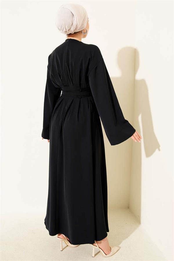 Waist Darted Rope Belted Dress Navy Blue