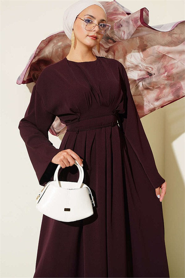 Waist Dart and Belted Dress, Plum