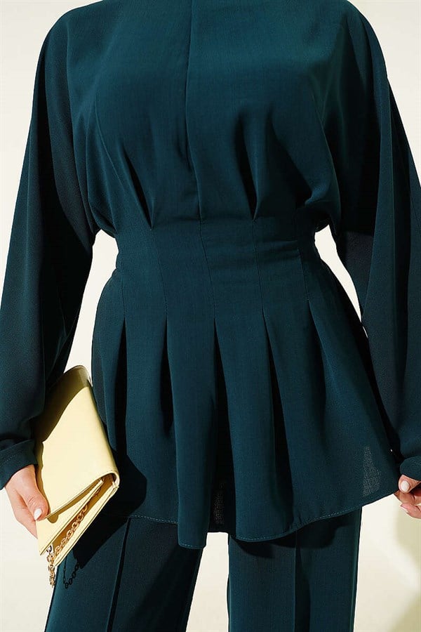Belted Suit with Self-Belt, Emerald