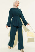 Belted Suit with Self-Belt, Emerald