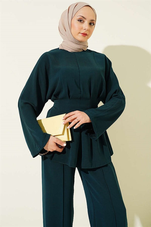 Belted Suit with Self-Belt, Emerald