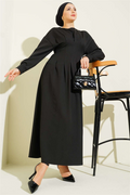 Black Double Dress with Waist Darts and Belt