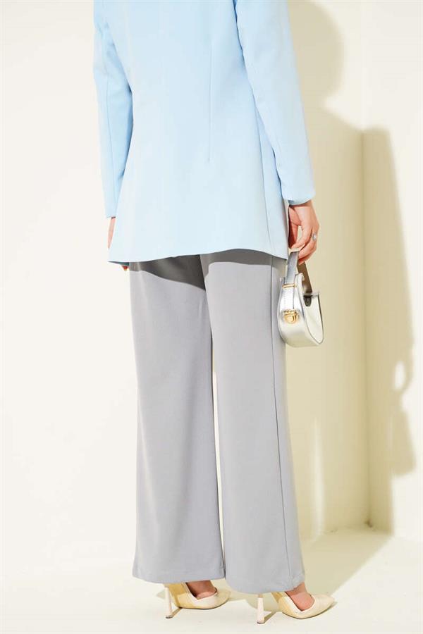 Waist Pleated Pocket Trousers Gray