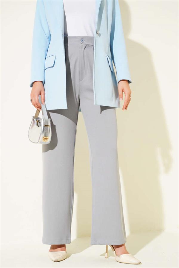Waist Pleated Pocket Trousers Gray