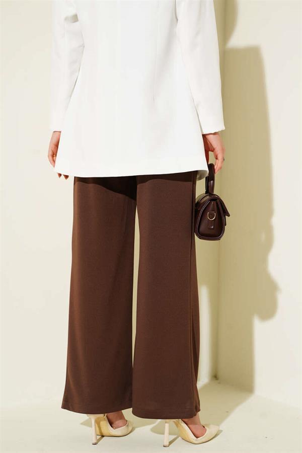 Waist Pleated Pocket Trousers Brown