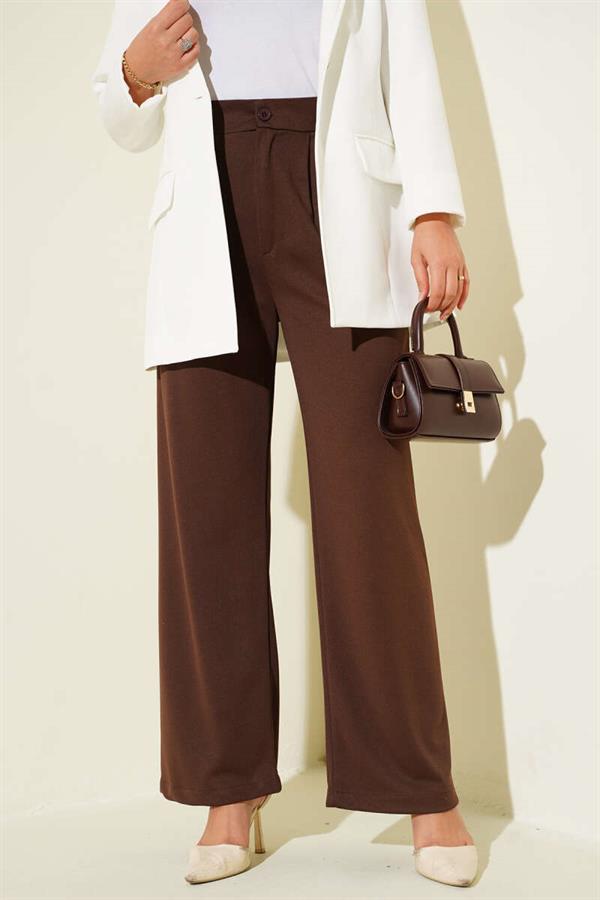 Waist Pleated Pocket Trousers Brown