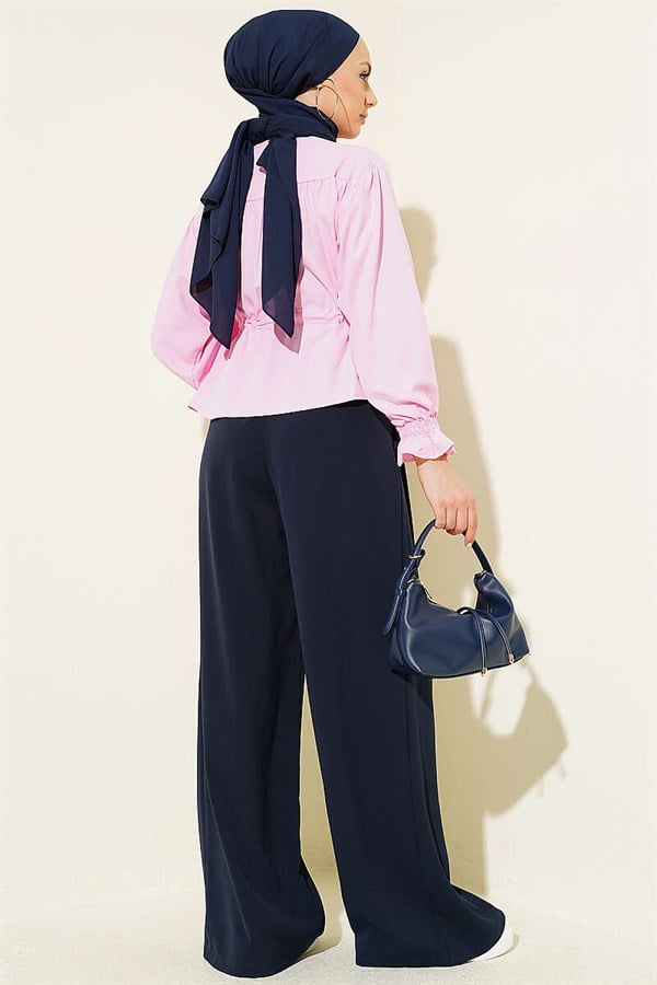 Pink Short Shirt with Waistband and Elasticated Ankles