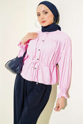 Pink Short Shirt with Waistband and Elasticated Ankles