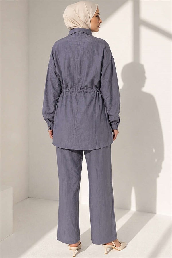 2 Piece Set with Waist Tunnel and Ankle Cuffs, Grey
