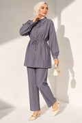 2 Piece Set with Waist Tunnel and Ankle Cuffs, Grey