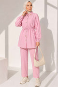 2 Piece Set with Waist Tunnel and Ankle Cuffs, Pink