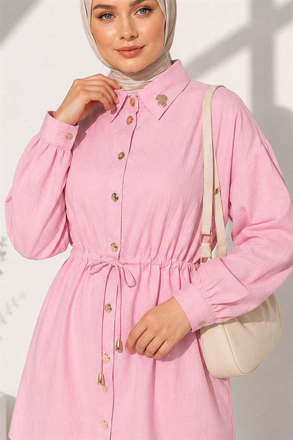 2 Piece Set with Waist Tunnel and Ankle Cuffs, Pink