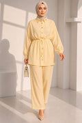 2 Piece Set with Waist Tunnel and Ankle Cuffs, Yellow