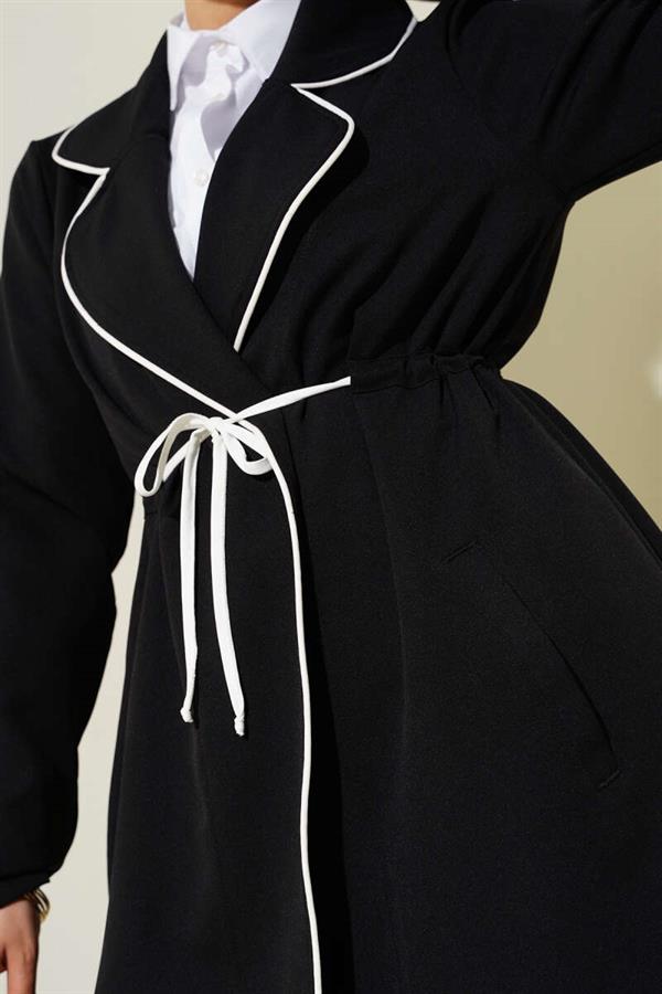 Waist Tunnel Piping Detailed 2 Piece Set Black