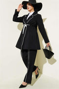 Waist Tunnel Piping Detailed 2 Piece Set Black