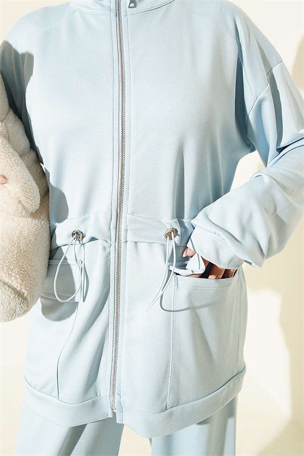 2 Piece Set with Waist Tunnel and Pocket Flap, Baby Blue