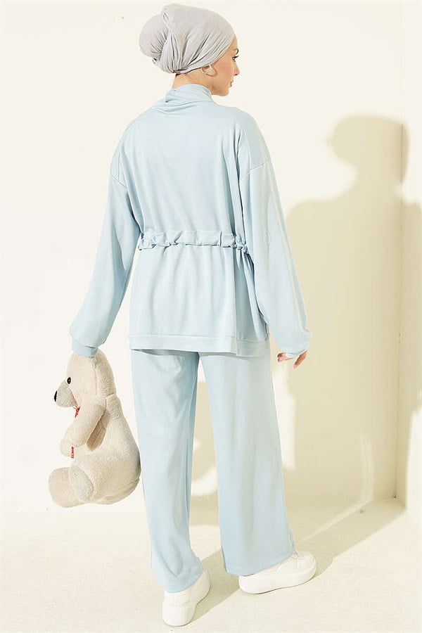 2 Piece Set with Waist Tunnel and Pocket Flap, Baby Blue