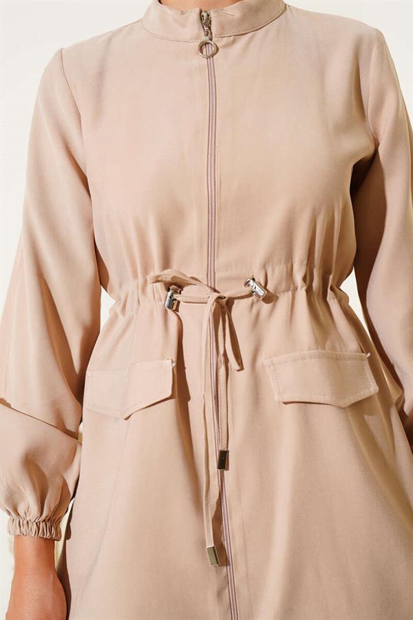 Waist Tunnel Pocket Cover Tencel 2 Piece Set Latte