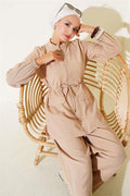 Waist Tunnel Pocket Cover Tencel 2 Piece Set Latte