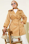 Waist Tunnel and Snap Button Trench Coat Latte