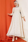 Waist Tunnel Lace Dress Cream