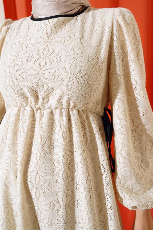 Waist Tunnel Lace Dress Cream