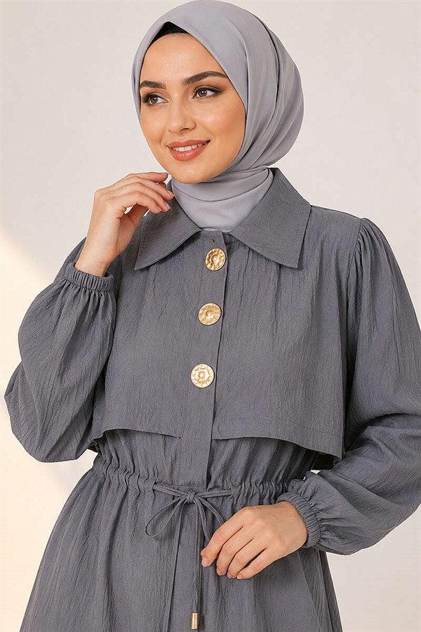 2 Piece Set with Buttoned Waistband, Grey