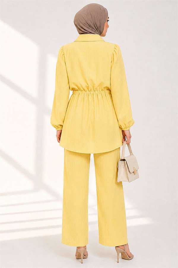 2 Piece Set with Buttoned Waistband, Yellow