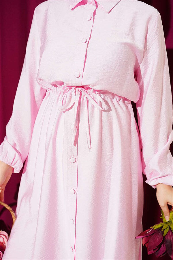 2 Piece Set in Pink: Shirt Collar with Tunic and Waist Tunic