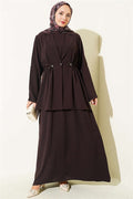 Belted Sleeveless Dress in Dark Brown