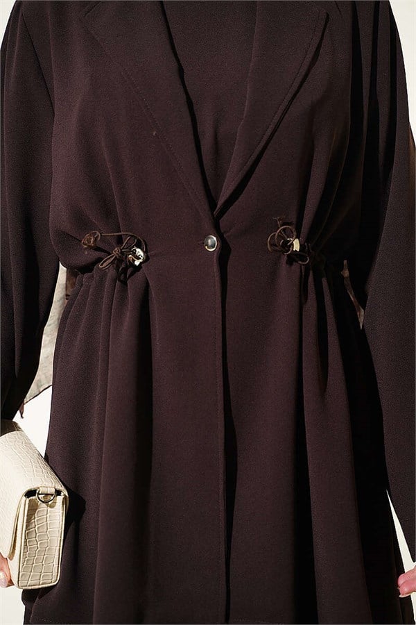 Belted Sleeveless Dress in Dark Brown