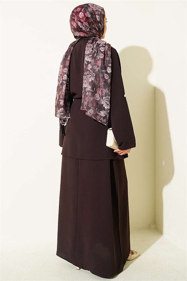 Belted Sleeveless Dress in Dark Brown