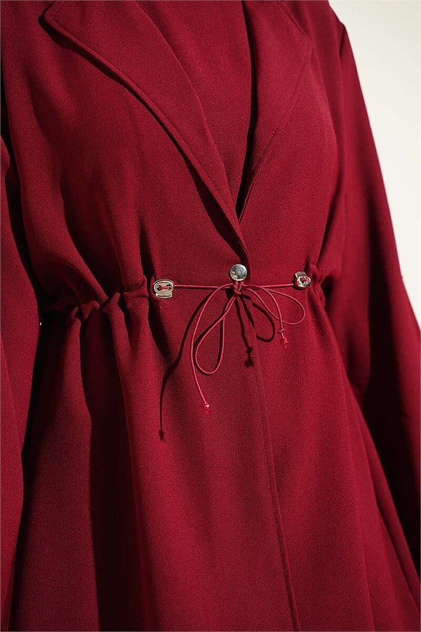 Burgundy Sleeveless Dress with Waistline
