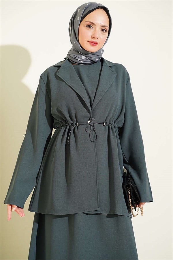 Waist-Tunnel Sleeveless Dress, Smoke Grey