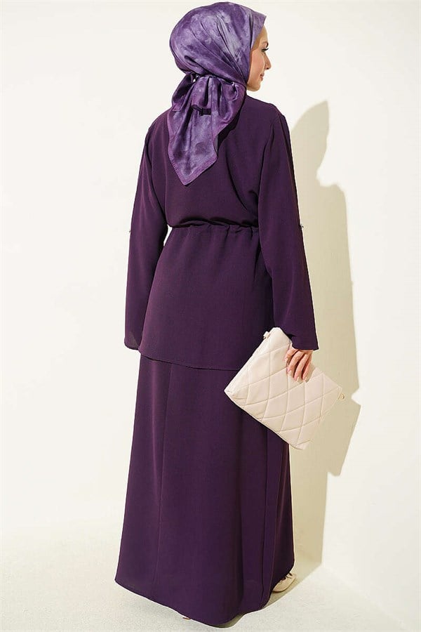 Waist-Tunnel Sleeveless Dress, Purple