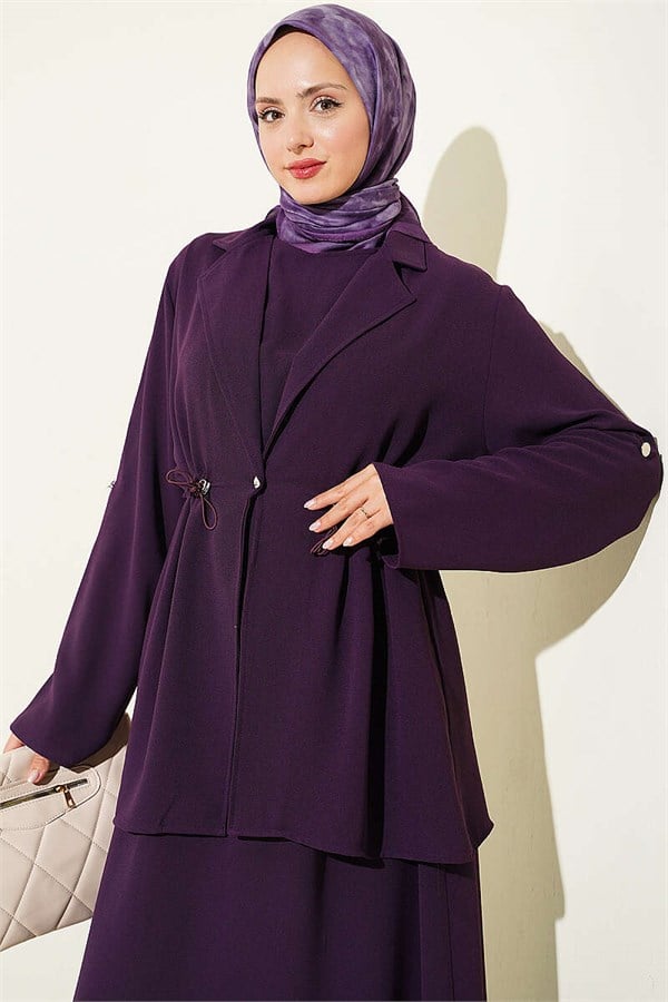 Waist-Tunnel Sleeveless Dress, Purple