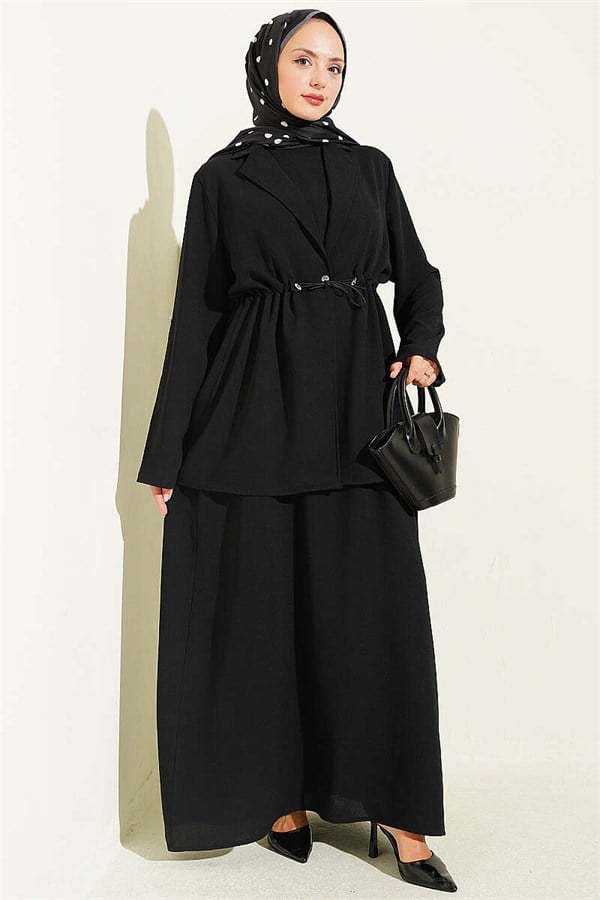 Black Sleeveless Dress with Waistline