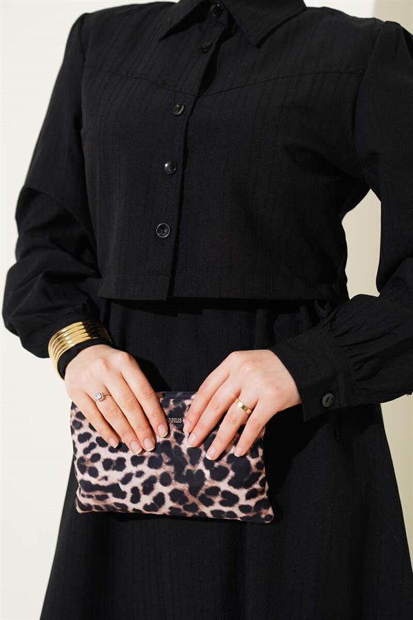 Waist Tunnel Embossed Striped Vest 2 Piece Set 2 Piece Set Black