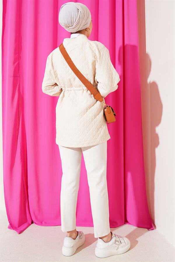 Waist Tunnel Quilted Jacket Beige