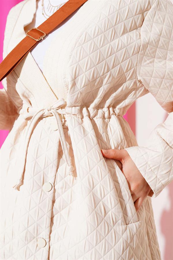 Waist Tunnel Quilted Jacket Beige