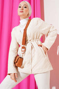 Waist Tunnel Quilted Jacket Beige