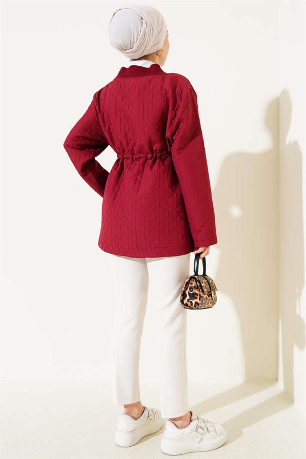 Waist Tunnel Quilted Jacket Claret Red