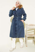 Waist Tunnel Hooded Denim Jacket Blue
