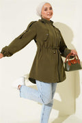 Waist Tunnel Hooded Trench Coat Khaki
