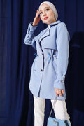 Waist Tunnel Short Trench Coat Baby Blue