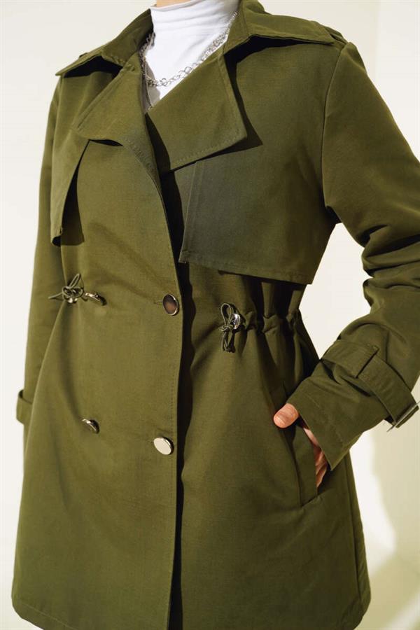 Waist Tunnel Short Trench Coat Khaki