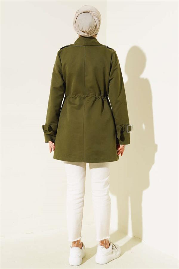 Waist Tunnel Short Trench Coat Khaki