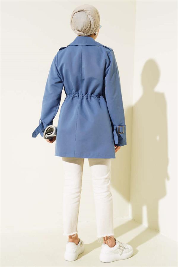 Waist Tunnel Short Trench Coat Indigo